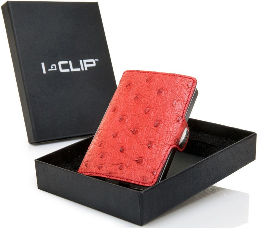 I-Clip I-Clip Business Ostrich Wallet, Red