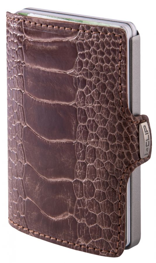I-CLIP I-CLIP Superior Gentleman Ostrich Wallet, Dark Chocolate