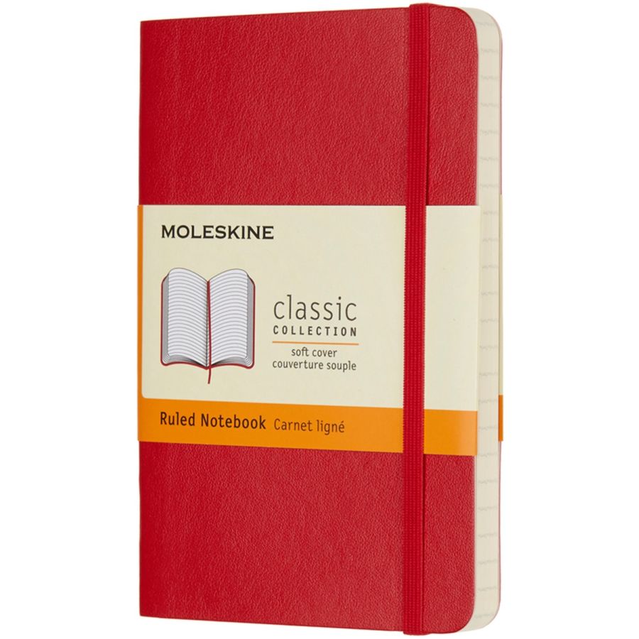 Moleskine Classic Pocket pehmeäkantinen muistikirja viivoilla, punainen