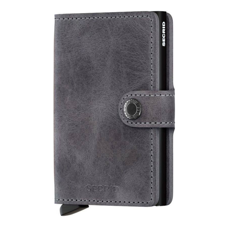 Secrid Miniwallet Leather Wallet, Vintage Grey-Black