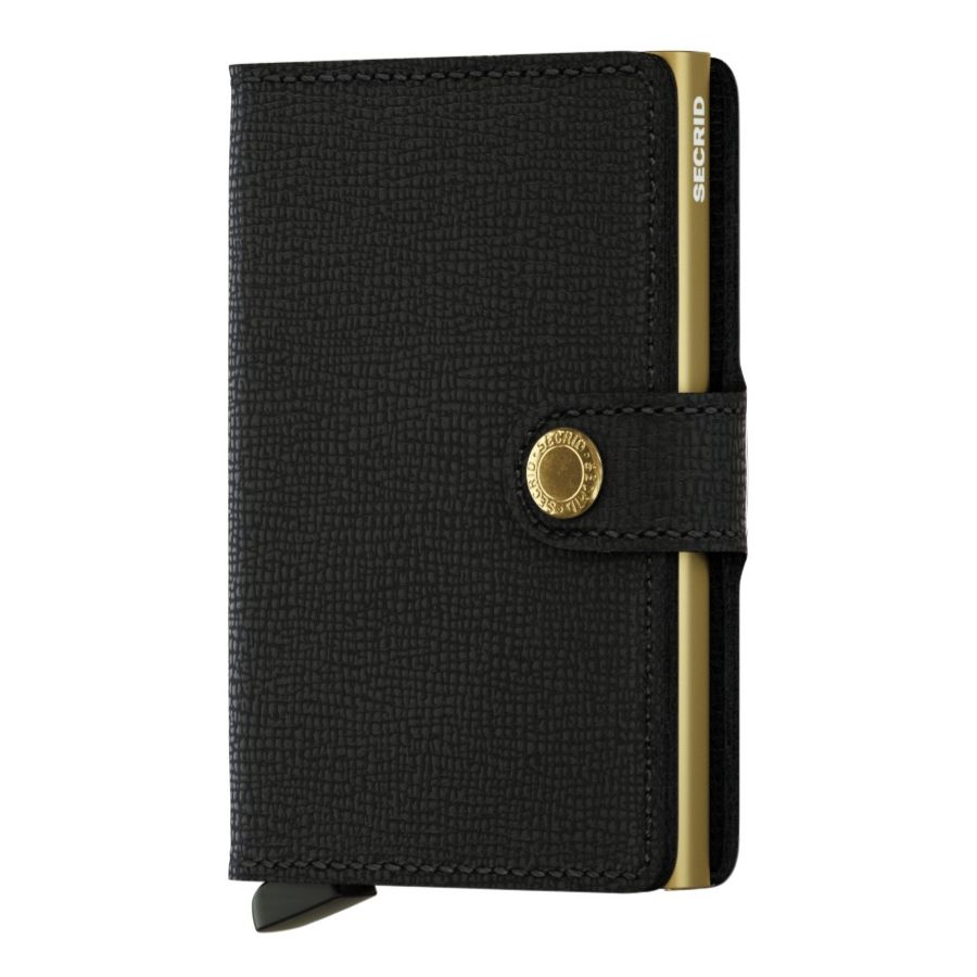 Secrid Miniwallet Leather Wallet, Crisple Black-Gold
