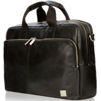 Knomo Amesbury Full Leather Double Zip 15" laukku, musta