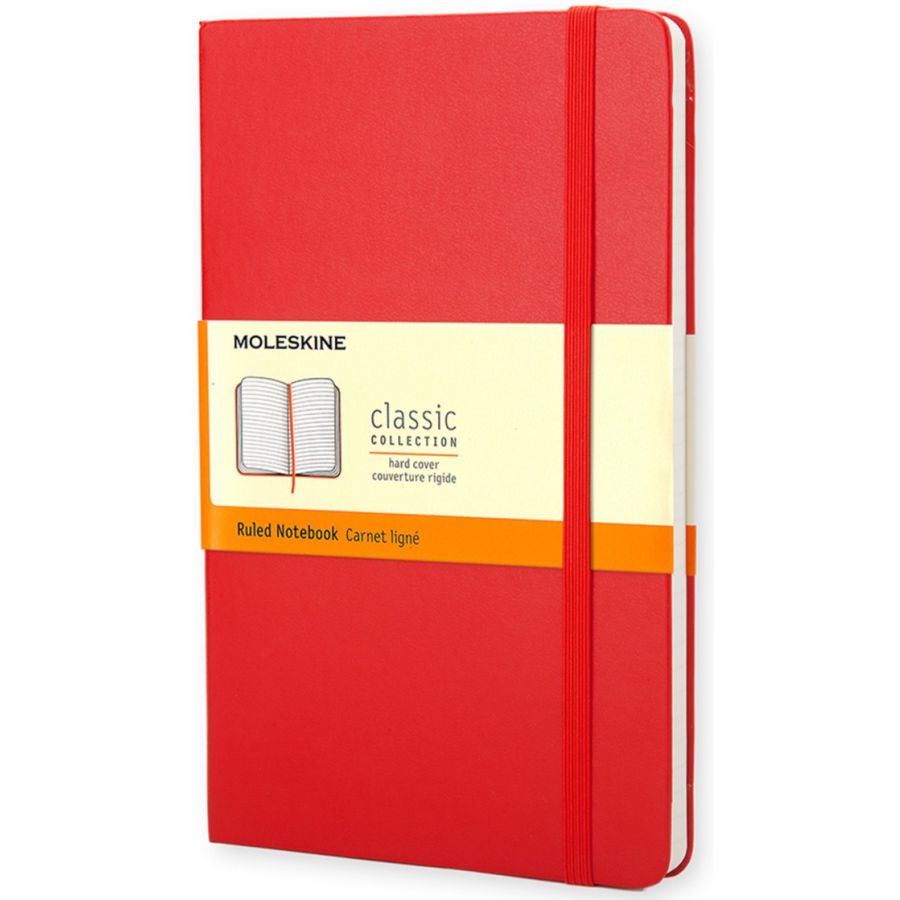 Moleskine Classic Large kovakantinen muistikirja viivoilla, punainen