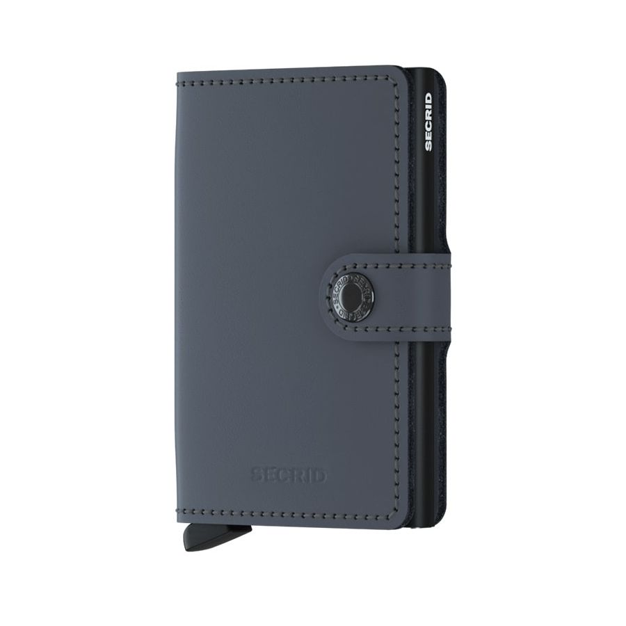 Secrid Miniwallet Leather Wallet, Matte Grey-Black