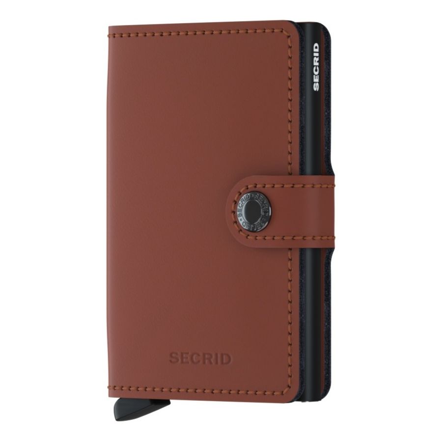 Secrid Miniwallet Leather Wallet, Matte Brick-Black
